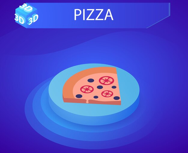 Pizza isometric design icon Vector web illustration 3d colorful concept