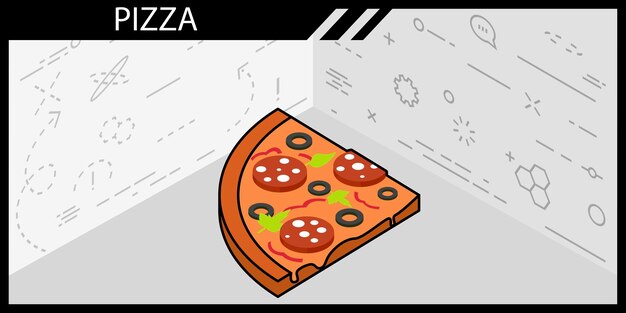 Pizza isometrisch ontwerp pictogram Vector web illustratie 3d kleurrijke concept