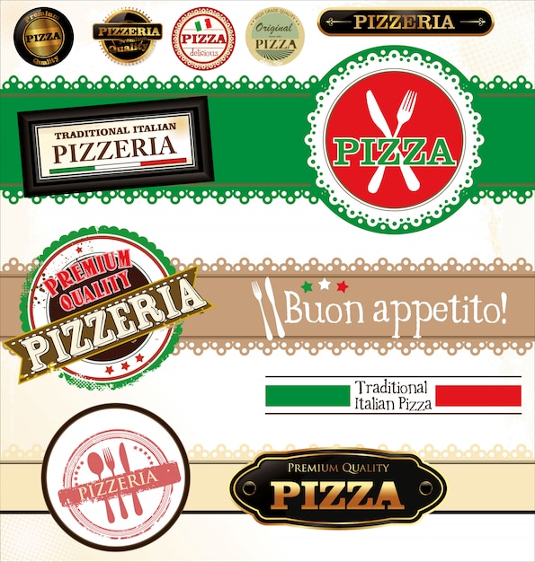 Vector pizza labels