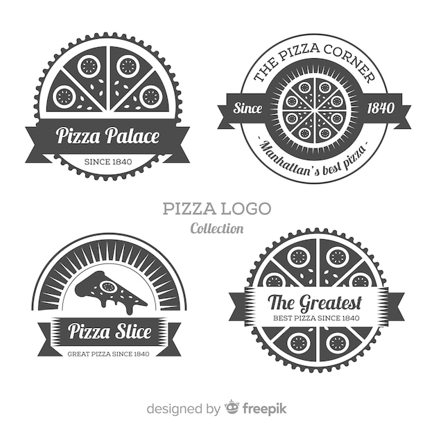 Vector pizza logo collection