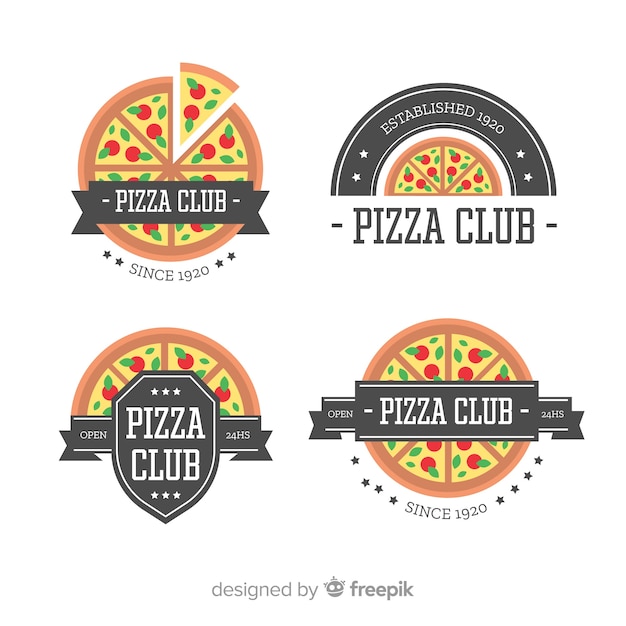 Vector pizza logo collection