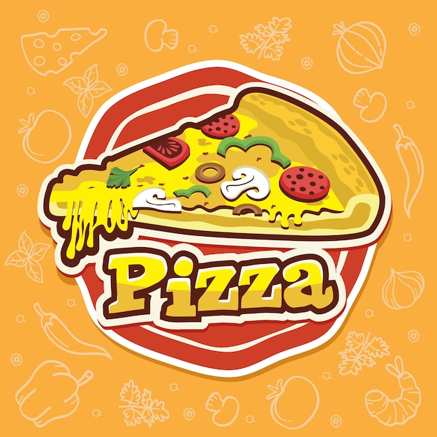 Дизайн логотипа Pizza Кусок пиццы с элементами