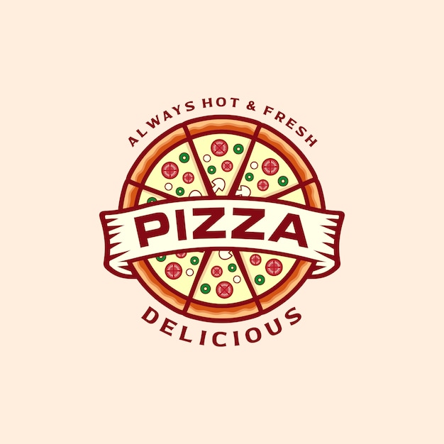 Vettore modello di pizza logo design vettoriale