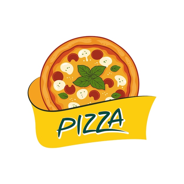 Pizza-logo Kan worden gebruikt voor bedrijven die pizza snel leveren Bewerkbare logo-sjabloon