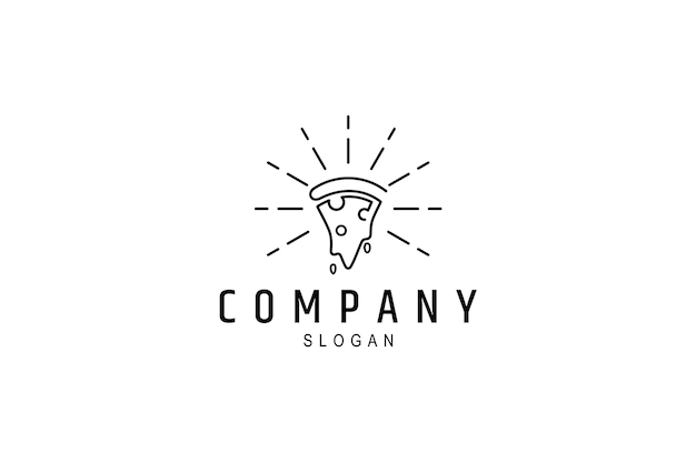 Pizza-logo met gloed in lineaire ontwerpstijl