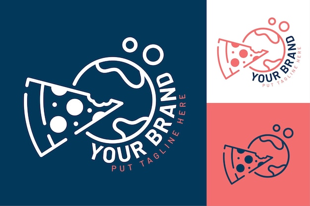 Pizza-logo met plat ontwerp