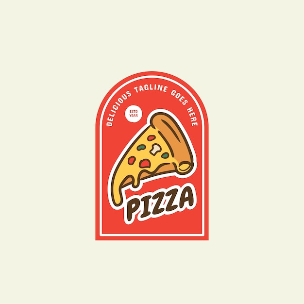 pizza logo template pizza label template for restaurant food logo vector illustration design