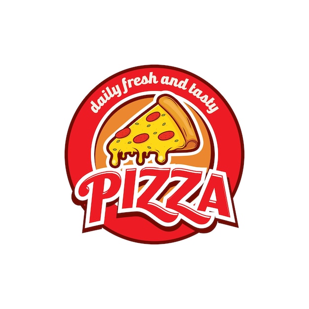 Pizza Logo Vector Pizza logo template Vector emblem for cafe restaurant or food delivery service