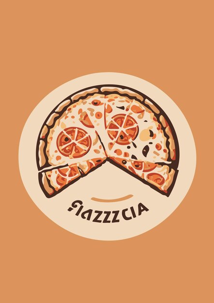 Vettore logo della pizza illustrazione vettoriale di una pizza su uno sfondo chiaro ristorante di cibo italiano01