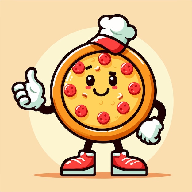 pizza man cartoon character smile