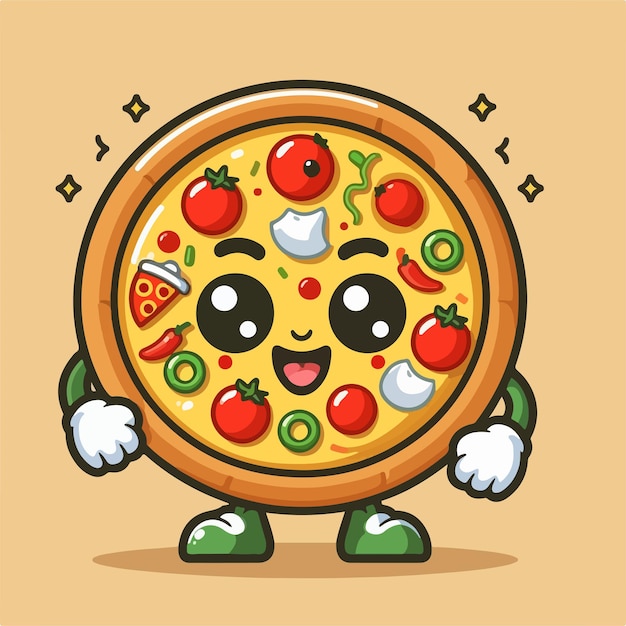 pizza man cartoon personage glimlach illustratie logo