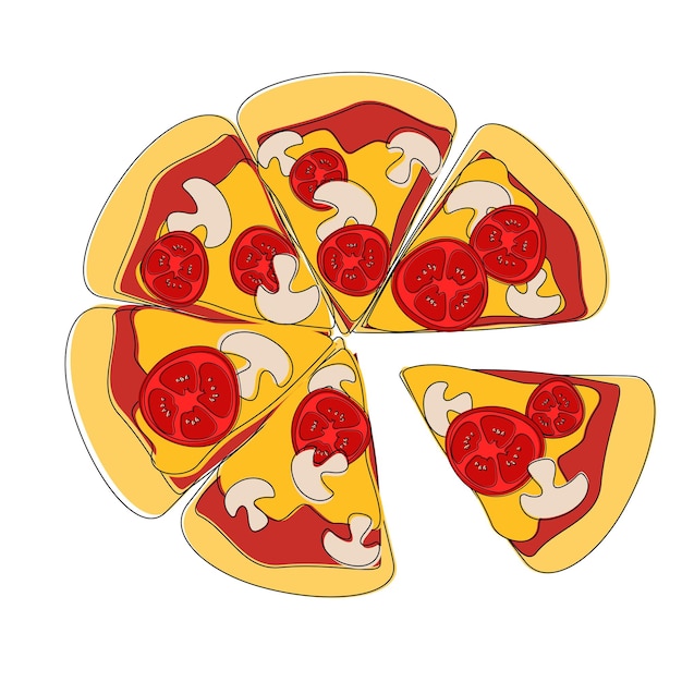 Pizza margarita vector illustration Tomato sauce tomato mushroom slices crust Italian pizzeria