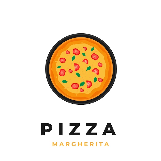 Pizza Margherita Logo Illustration Vector