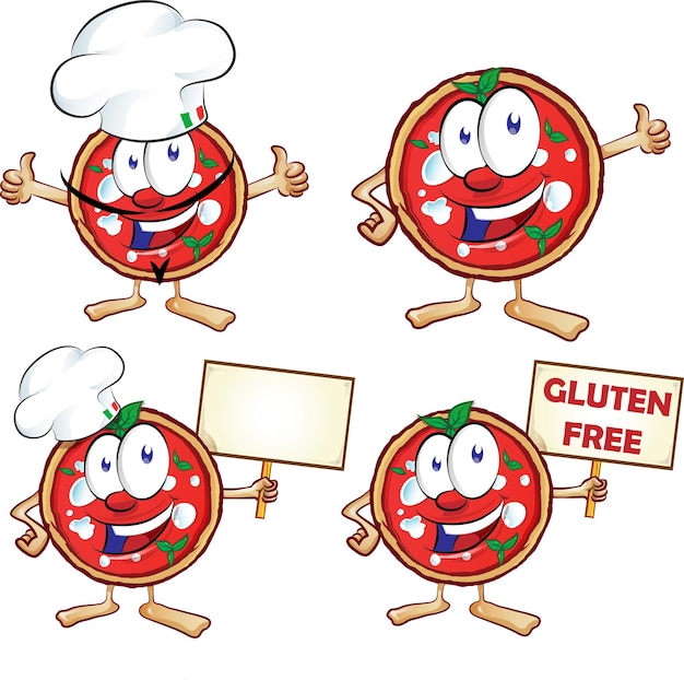 pizza mascot cartoon set Vector illustration