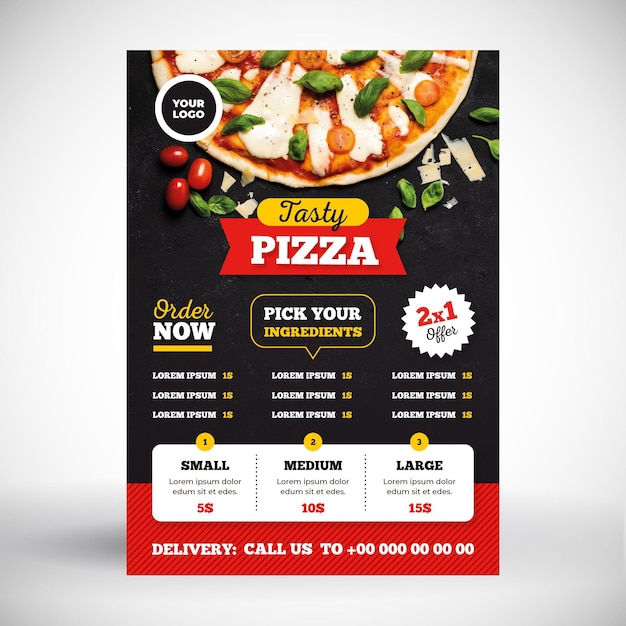 Vector pizza menu concept