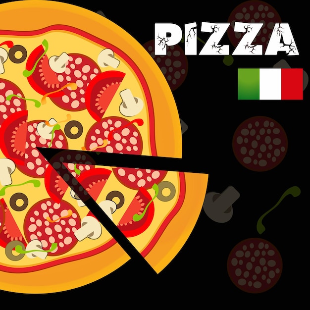 Vettore modello di menu pizza, illustrazione vettoriale