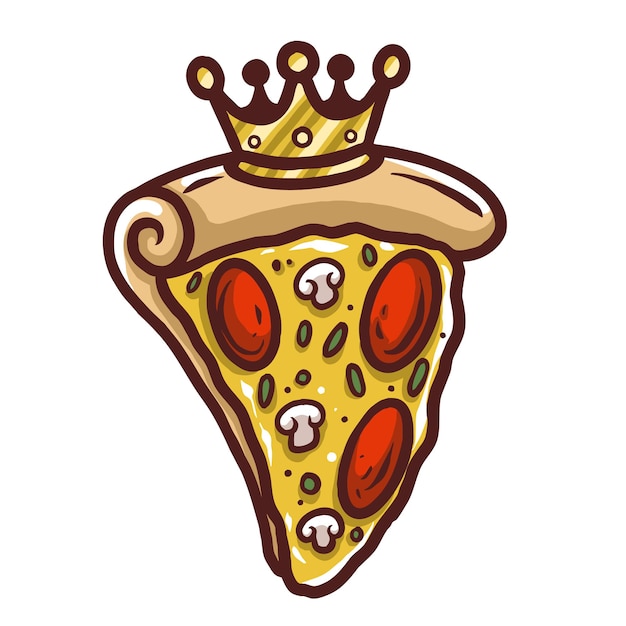 Pizza met Crown Logo Design Vector