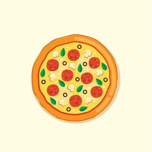 Pizza met salami olijven en champignons