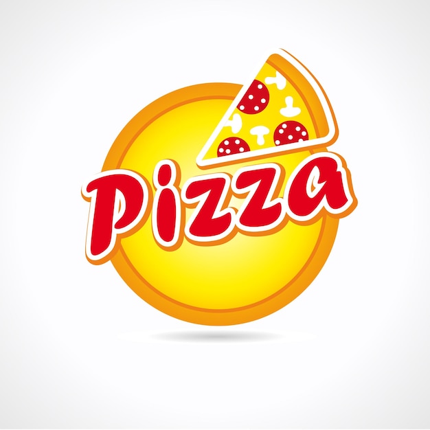 Pizza met worst en champignons Plakje taart Fastfood teken concept Creatief café logo idee