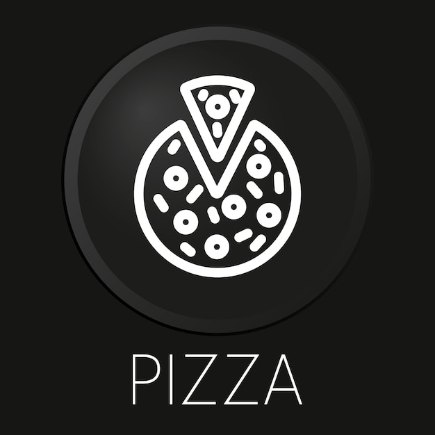Vettore icona della linea vettoriale minima della pizza sul pulsante 3d isolato su sfondo nero vettore premiumxa