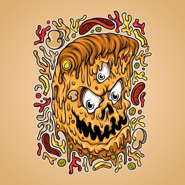 Pizza monster boos illustratie