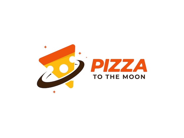 Pizza al concetto di design del logo della luna