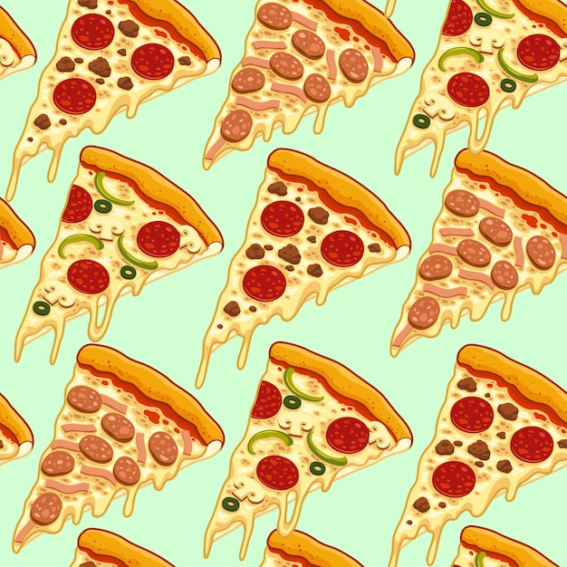 Pizza naadloos patroon voor uw achtergrond