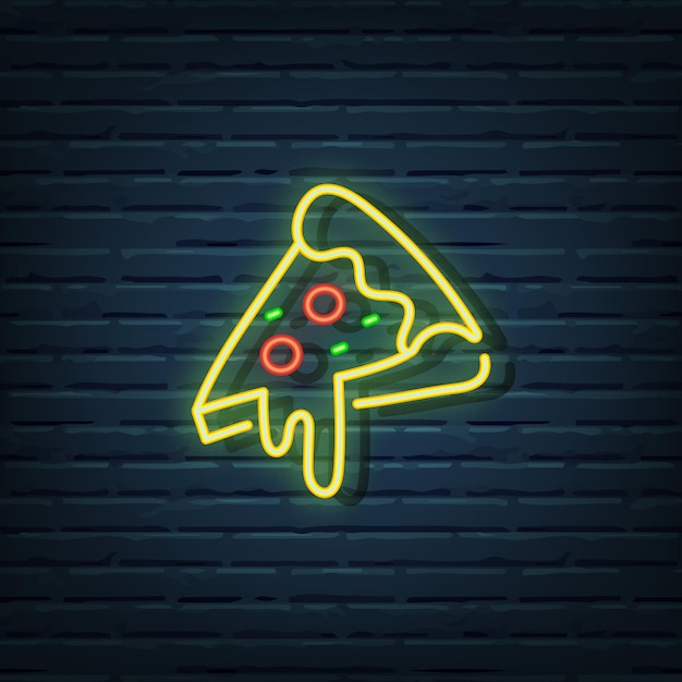 Элементы вектора синхронизации пицца неоновый знак
