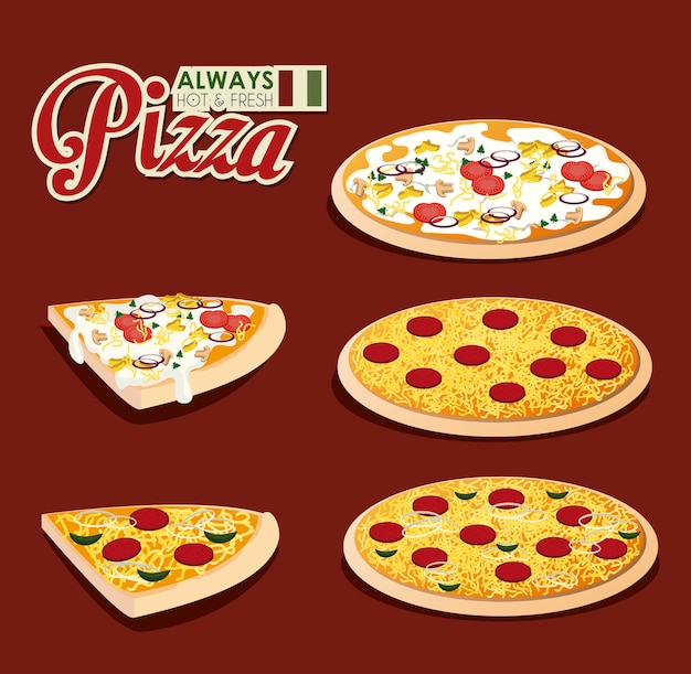 Pizza ontwerp, vectorillustratie.