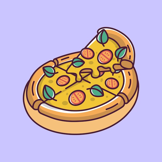 Pizza op een dienblad cartoon stijl vector