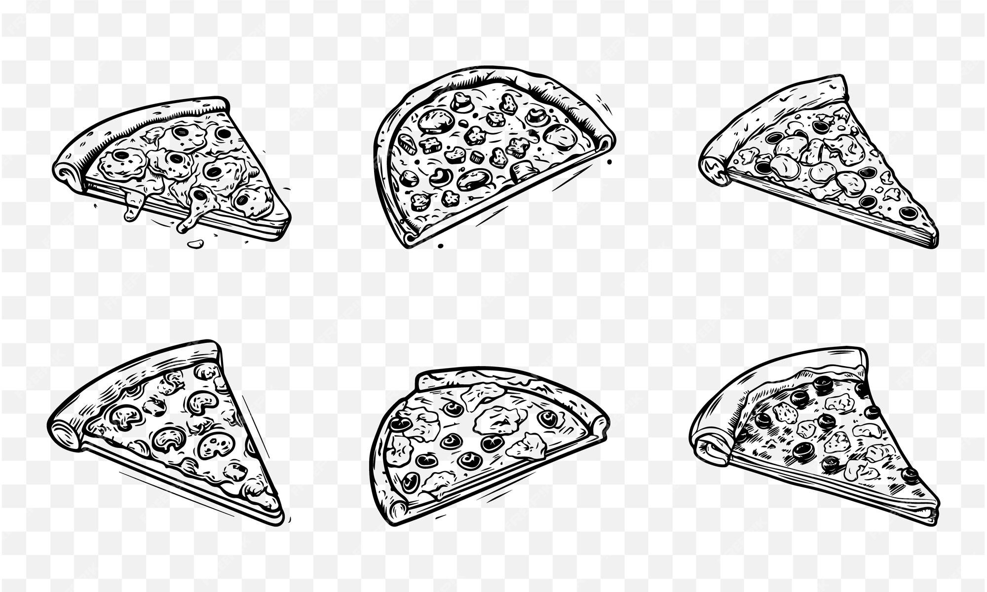 Premium Vector  Pizza with slice cut out vector doodle outline