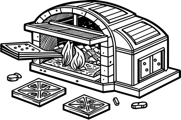 pizza oven vector graphics illustration eps source file format lossless scaling icon design
