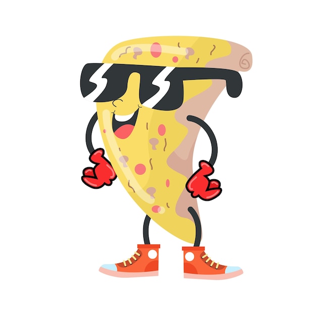 Vettore pizza palooza cartoon pizza personaggi in vettore