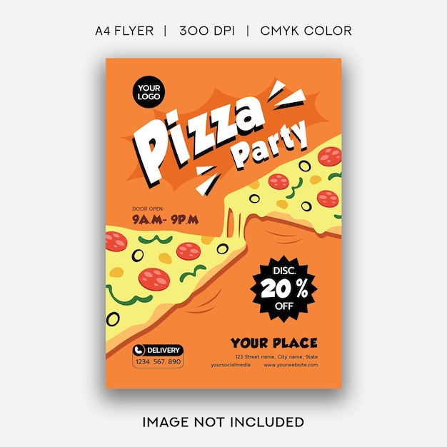 Pizza Party Promo Flyer-sjabloon