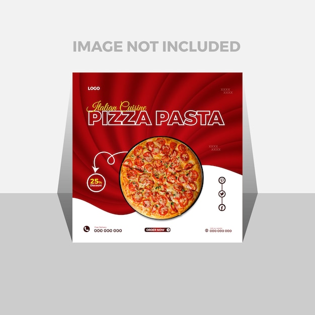 피자 파스타 판매 소셜 미디어 포스트 디자인 템플릿 및 비즈니스 프로모션