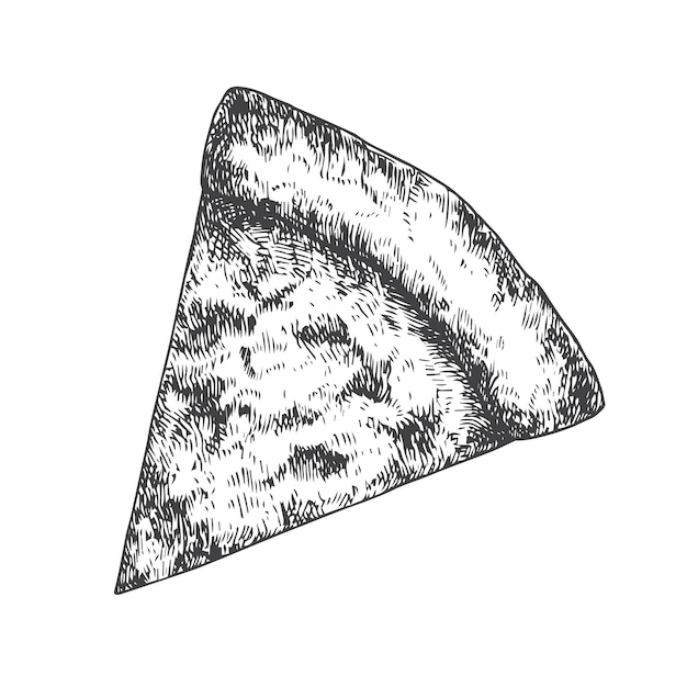 치즈와 함께 피자 조각 손으로 그린 스케치 음식  ⁇ 터 일러스트레이션 이탈리아 요리 Doodle 고립