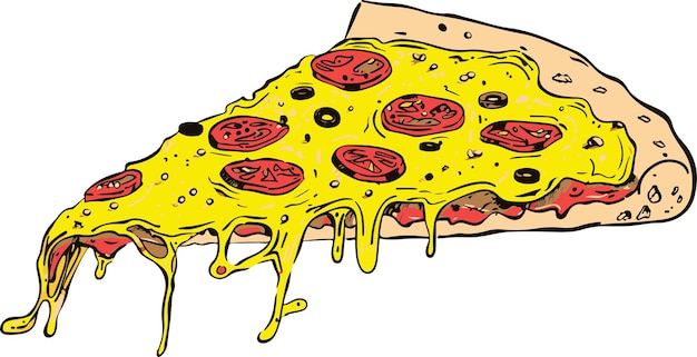 Vector pizza pop art cool yellow illustration