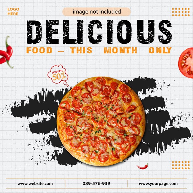 Постер пиццы в социальных сетях шаблон баннера
