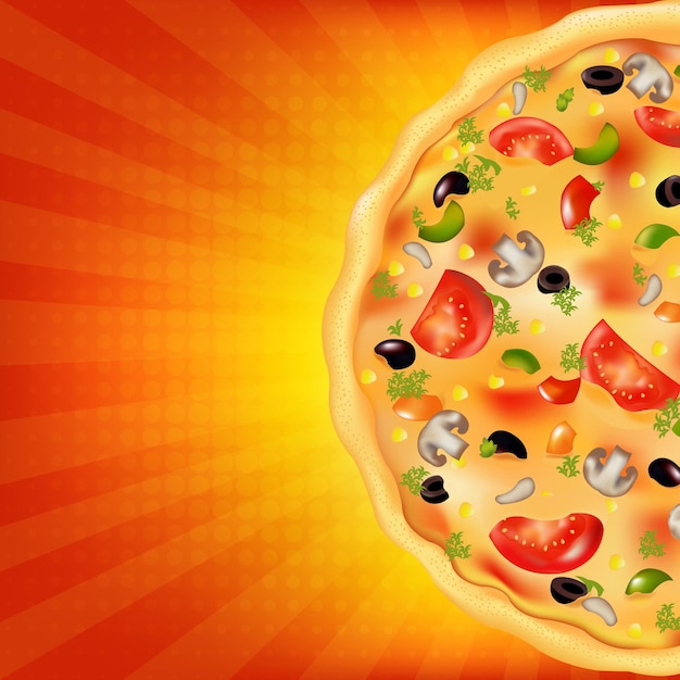 Pizza poster met zonnestraal.