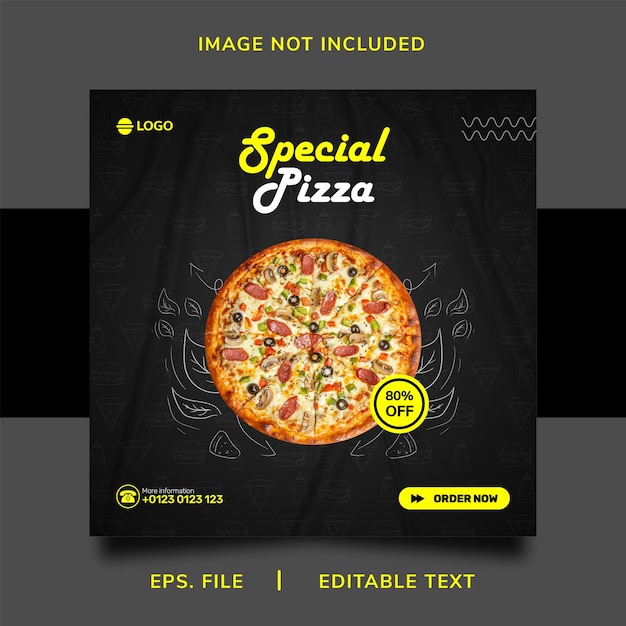 pizza poster sale social media promotion and instagram banner poster post template design