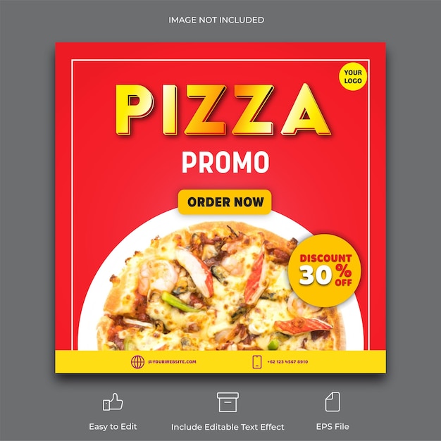 Modello semplice di post sui social media per la promozione della pizza