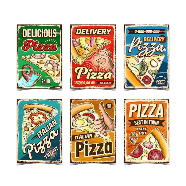 Набор рекламных плакатов для пиццы