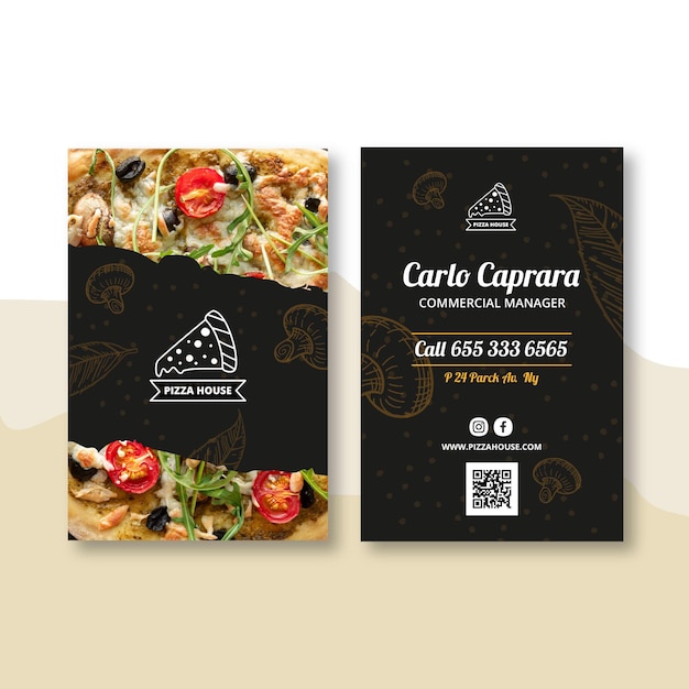 Pizza restaurant double-sided business card