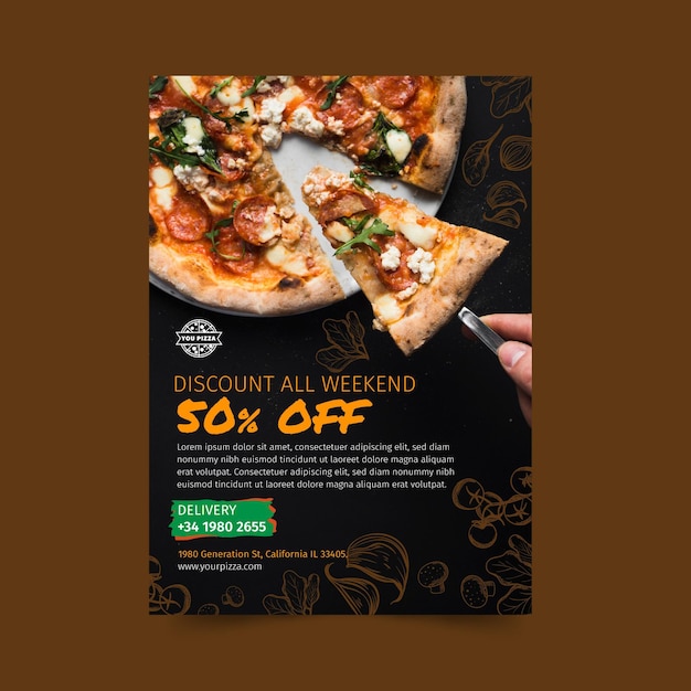 Pizza restaurant flyer verticaal