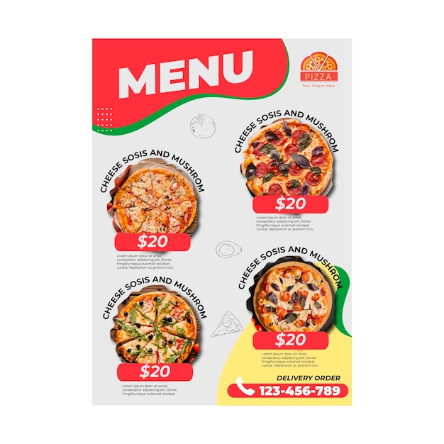 Vector pizza restaurant menu template