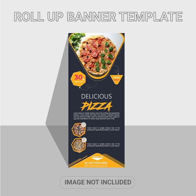 Pizza and restaurant roll up banner template design and food banner design