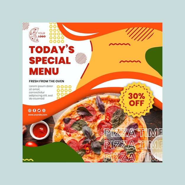 Vector pizza restaurant squared flyer template