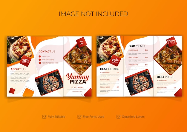 Vector pizza restaurant tri fold food menu design