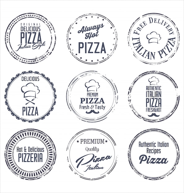 Pizza retro badges