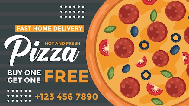 Pizza retro promotionele poster vector sjabloon